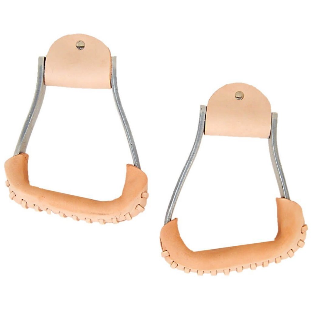 Aluminum Angled Roper Size Stirrups W/ Leather Wrapped Treads Hill Leather Company