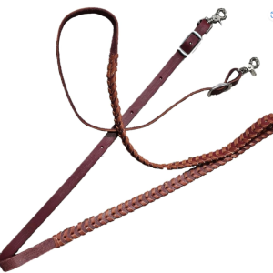 7' Hand Braided One Piece Brown Leather Roping Rein